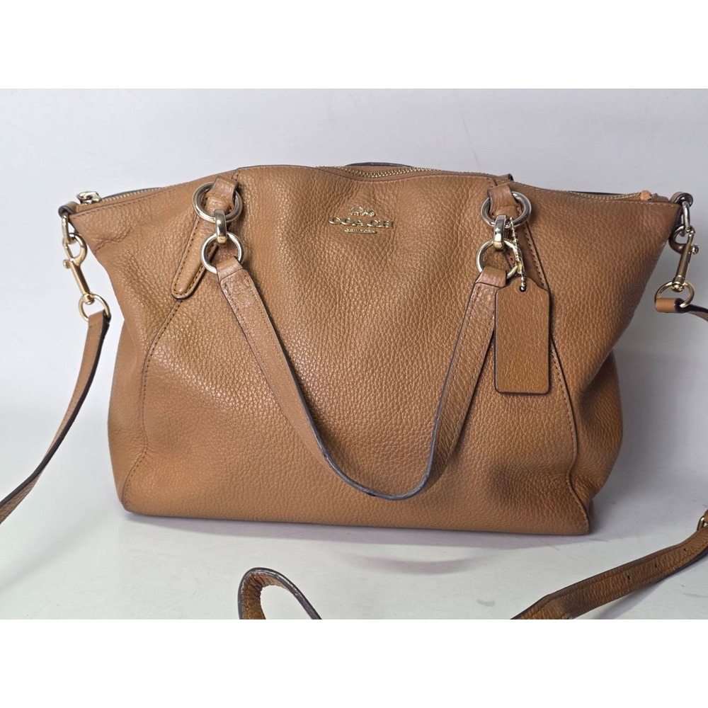 Coach Kelsey Tan Pebble Leather Bag with‎ Cross Body Strap F36675